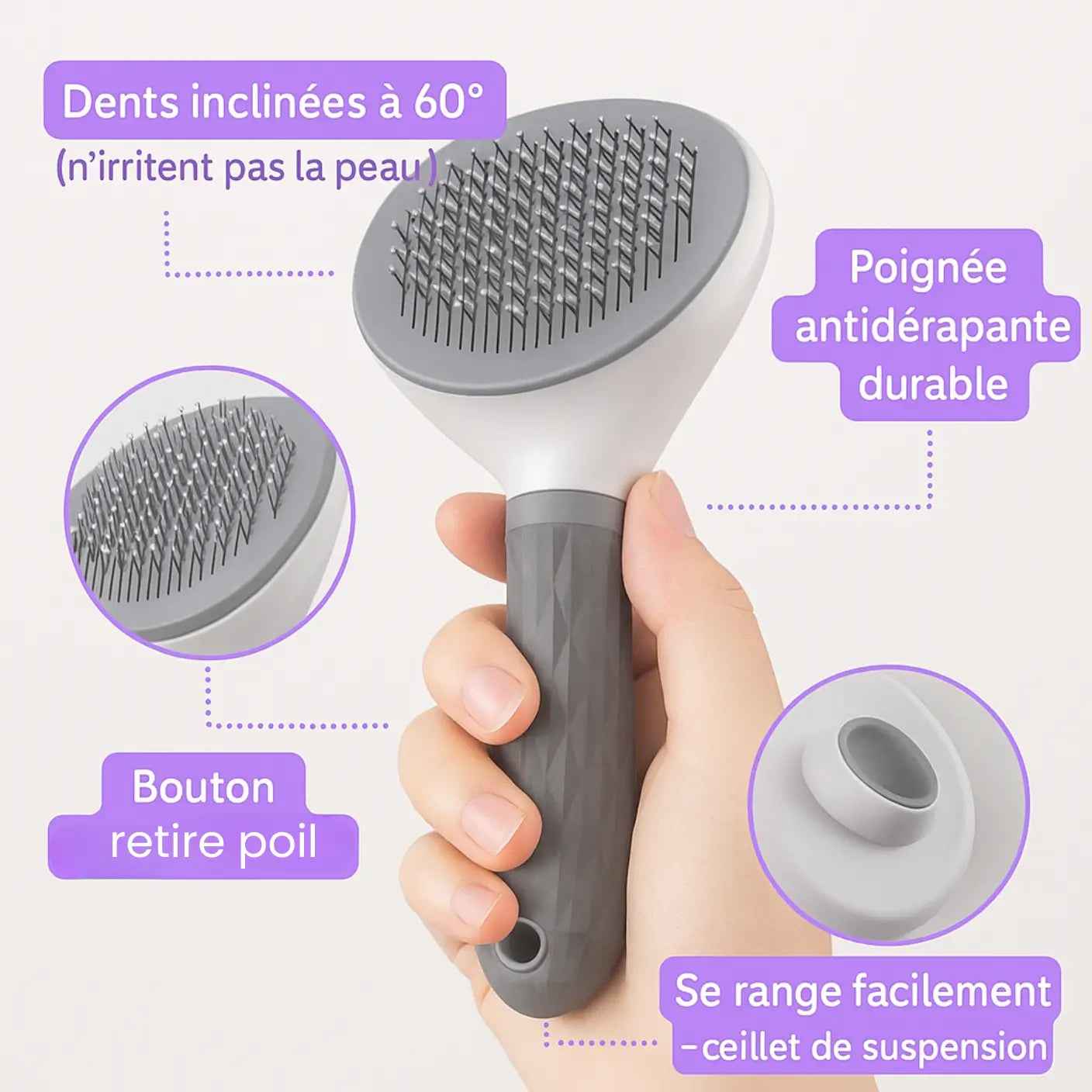 Brosse Anti-Poils 2-en-1 Chien & Chat