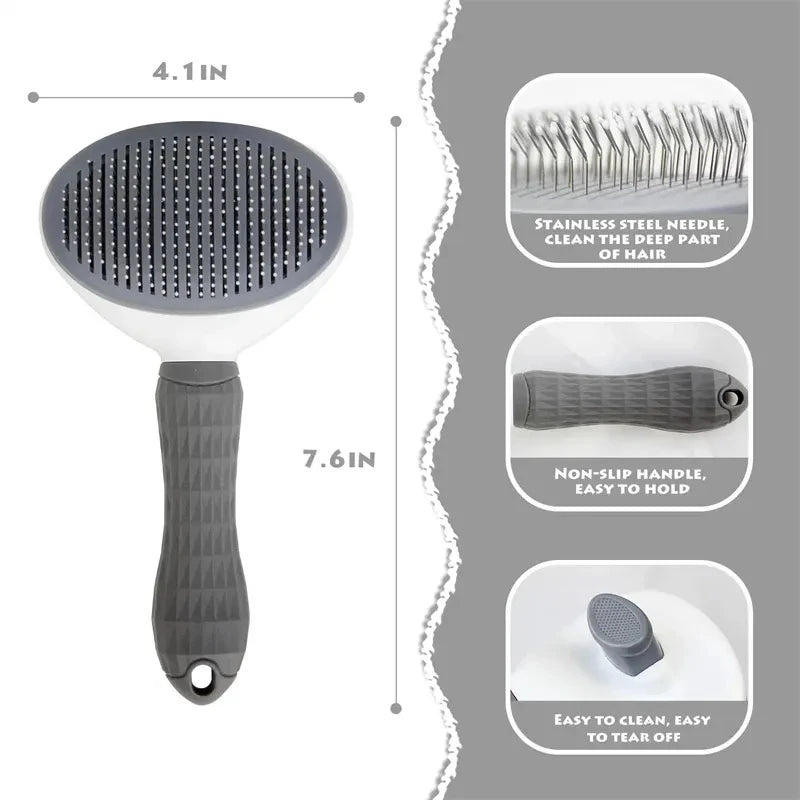 Brosse autonettoyante anti-poils pour chats & chiens