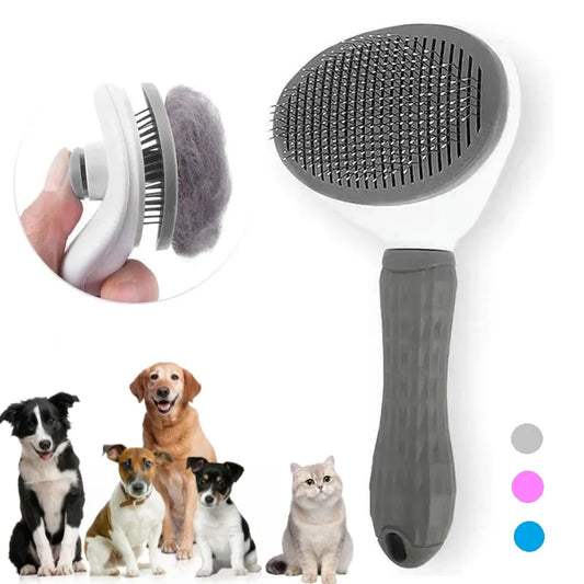 Brosse autonettoyante anti-poils pour chats & chiens