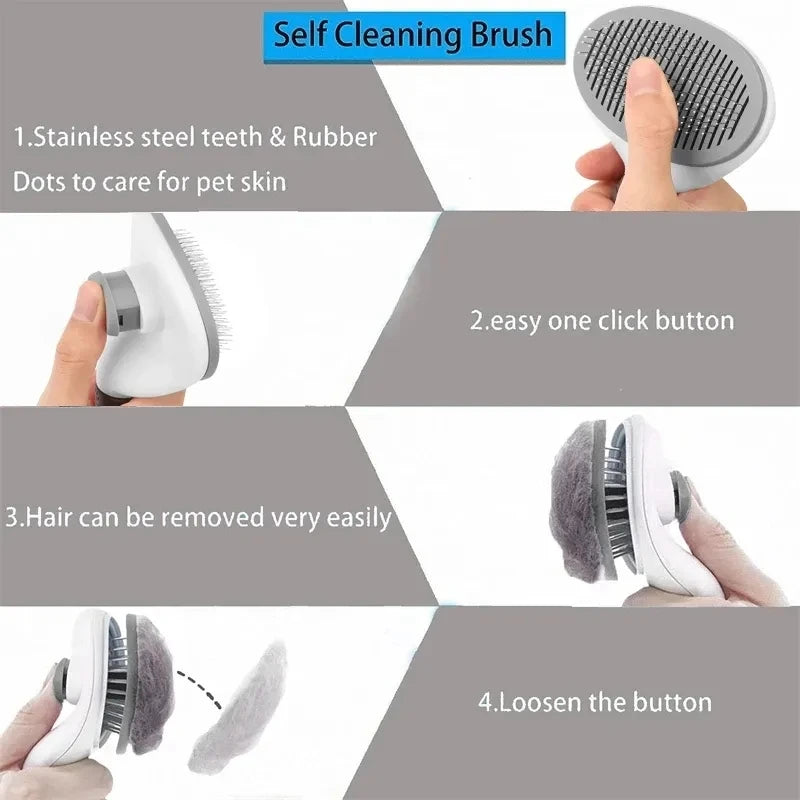 Brosse autonettoyante anti-poils pour chats & chiens